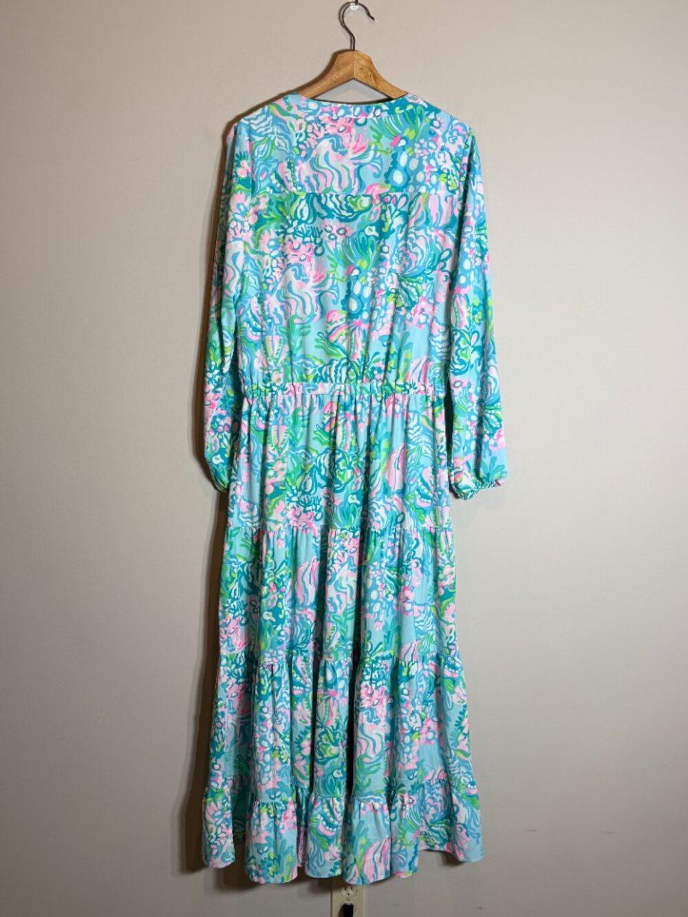 Lilly Pulitzer Cori Stretch Midi Shirt Dress Women's 10 Aqua La Vista Maxi NWOT - Picture 4 of 16